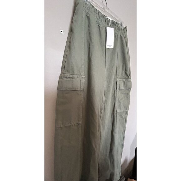 Hustle N Holla NEW Army Green Cargo Pants Wide Leg Large Pockets Jogger Size 6 - Picture 8 of 11
